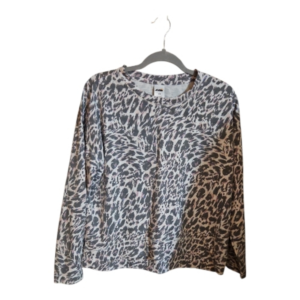 Avia Gray Leopard Print Long Sleeve Tee